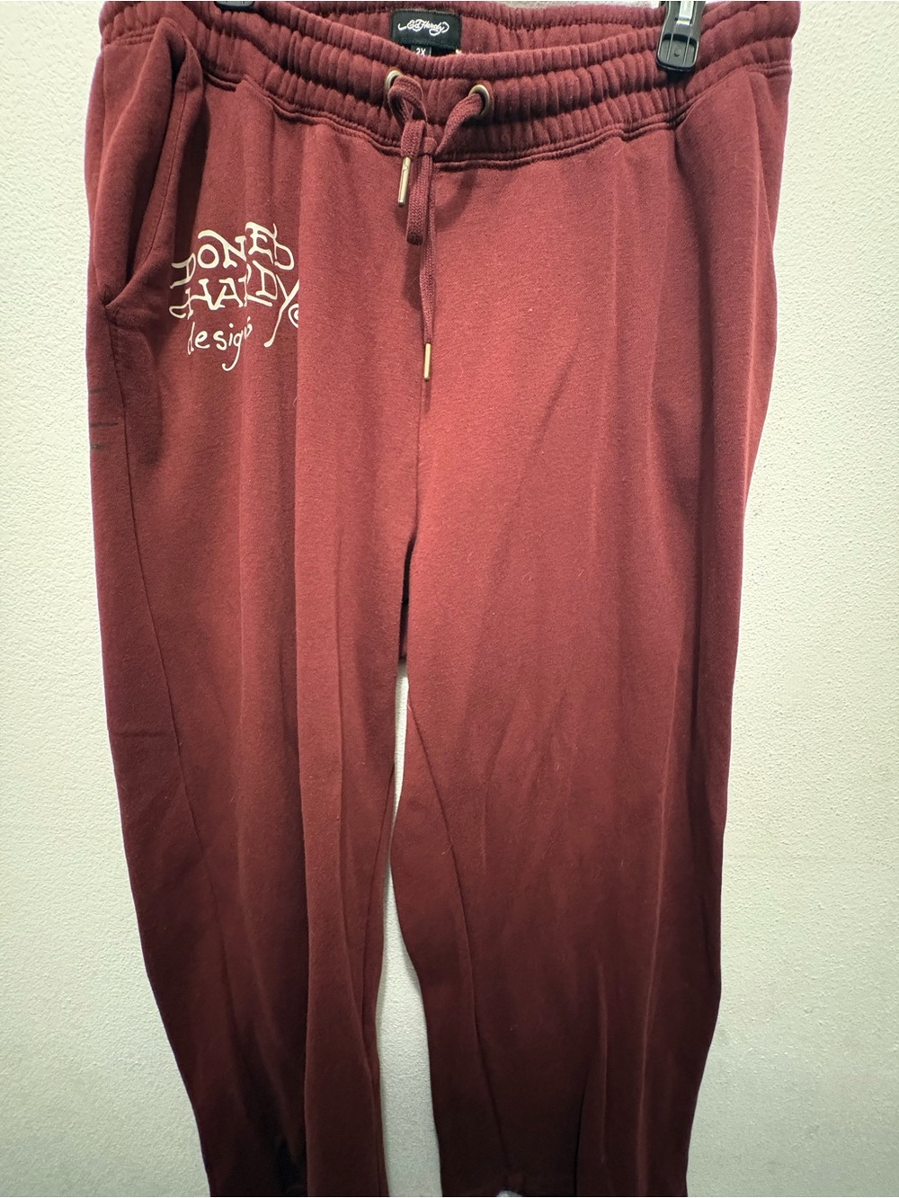 Ed Hardy Maroon Jogger Sweatpants